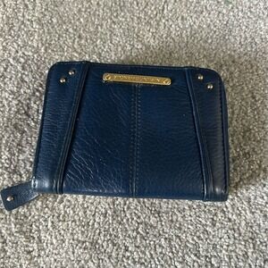 Unbranded Unisex Slim Fold Wallet Blue Leather Credit Card Holder